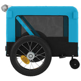 Pet Bike Trailer Blue and Black Oxford Fabric and Iron - Low Angle