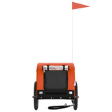 Pet Bike Trailer Orange and Black Oxford Fabric and Iron - Side View