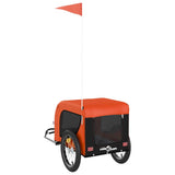 Pet Bike Trailer Orange and Black Oxford Fabric and Iron - Close-Up Angle