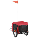 Pet Bike Trailer Red and Black Oxford Fabric and Iron - Close-Up Angle