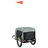 Pet Bike Trailer Grey and Black Oxford Fabric and Iron - Close-Up Angle