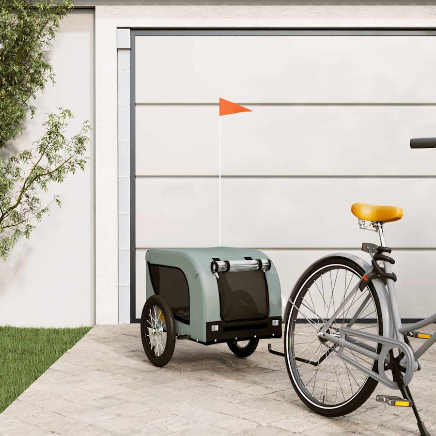 Pet Bike Trailer Grey and Black Oxford Fabric and Iron