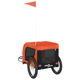 Pet Bike Trailer Orange and Black Oxford Fabric and Iron - Close-Up Angle