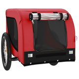 Pet Bike Trailer Red and Black Oxford Fabric and Iron - Top-Down View