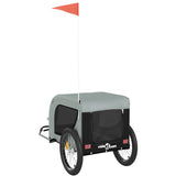 Pet Bike Trailer Grey and Black Oxford Fabric and Iron - Close-Up Angle