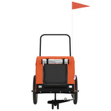 Pet Bike Trailer Orange and Black Oxford Fabric and Iron - Side View