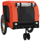 Pet Bike Trailer Orange and Black Oxford Fabric and Iron - Top-Down View