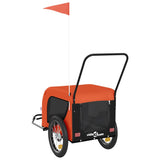 Pet Bike Trailer Orange and Black Oxford Fabric and Iron - Close-Up Angle