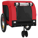 Pet Bike Trailer Red and Black Oxford Fabric and Iron - Top-Down View
