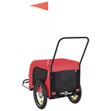 Pet Bike Trailer Red and Black Oxford Fabric and Iron - Close-Up Angle