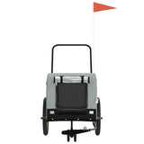 Pet Bike Trailer Grey and Black Oxford Fabric and Iron - Side View