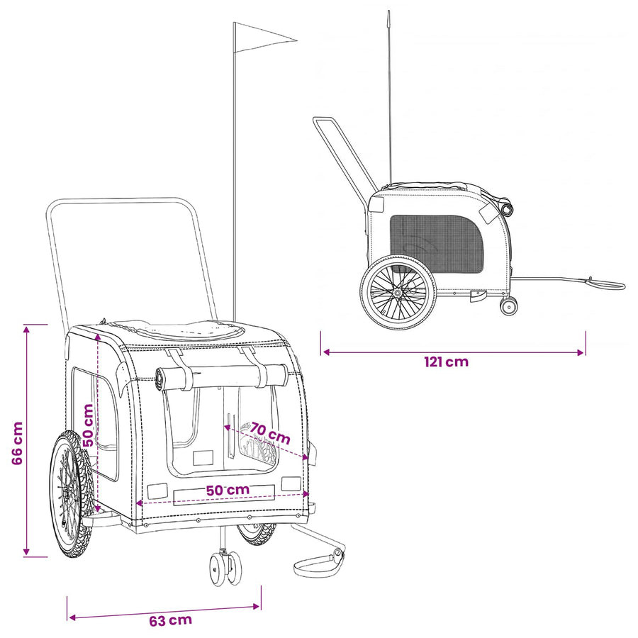 Pet Bike Trailer Black Oxford Fabric and Iron