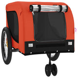 Pet Bike Trailer Orange and Black Oxford Fabric and Iron - Top-Down View