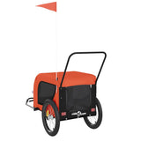 Pet Bike Trailer Orange and Black Oxford Fabric and Iron - Close-Up Angle