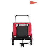 Pet Bike Trailer Red and Black Oxford Fabric and Iron - Side View