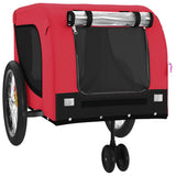 Pet Bike Trailer Red and Black Oxford Fabric and Iron - Top-Down View