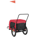 Pet Bike Trailer Red and Black Oxford Fabric and Iron - Close-Up Angle