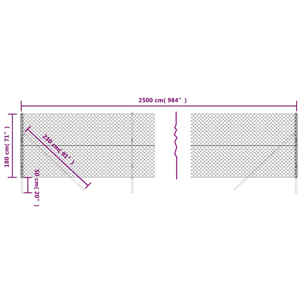 Chain Link Fence Green 1.8x25 m