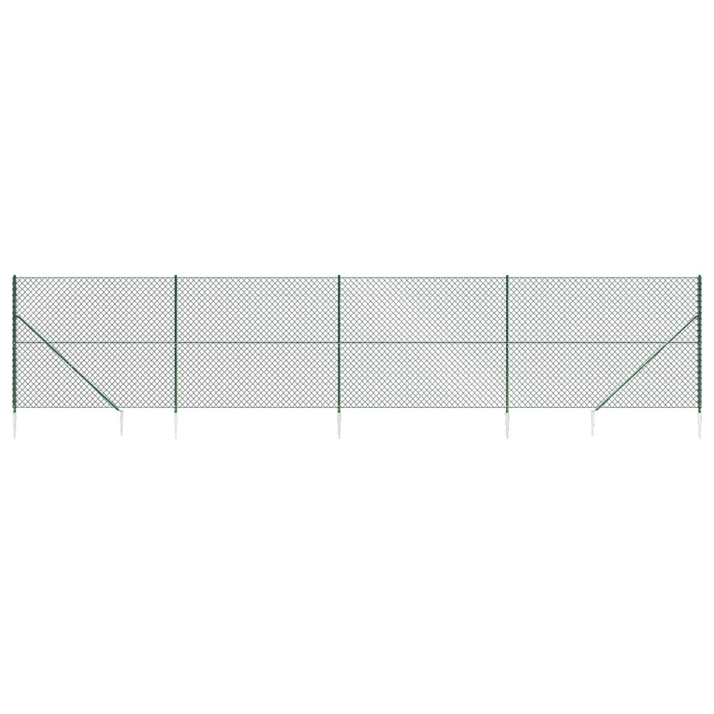 Chain Link Fence with Spike Anchors Green 1.6x10 m