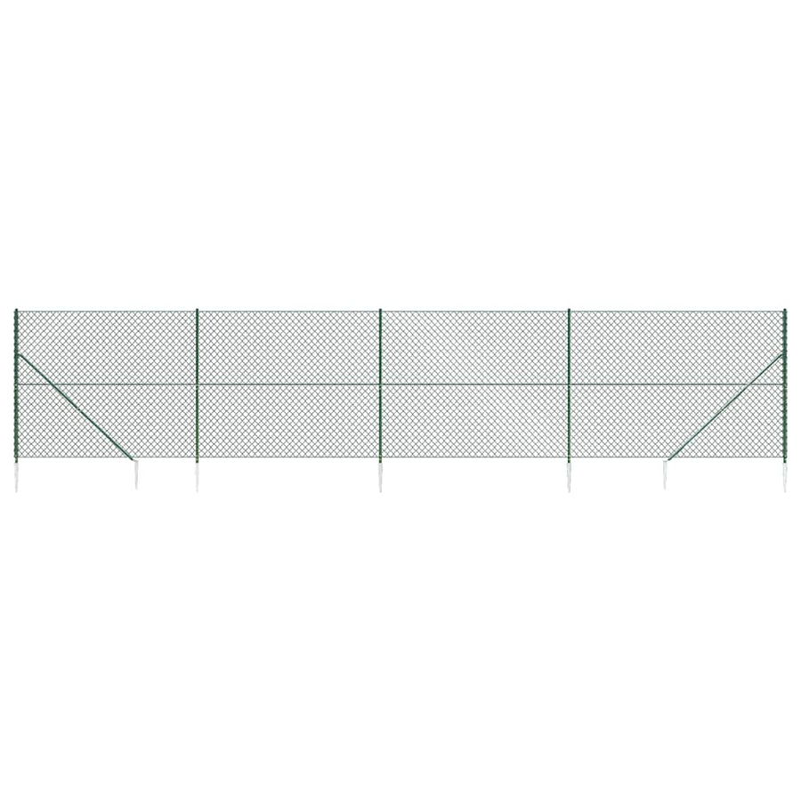 Chain Link Fence with Spike Anchors Green 1.8x10 m