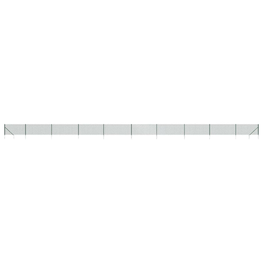 Chain Link Fence with Spike Anchors Green 0.8x25 m