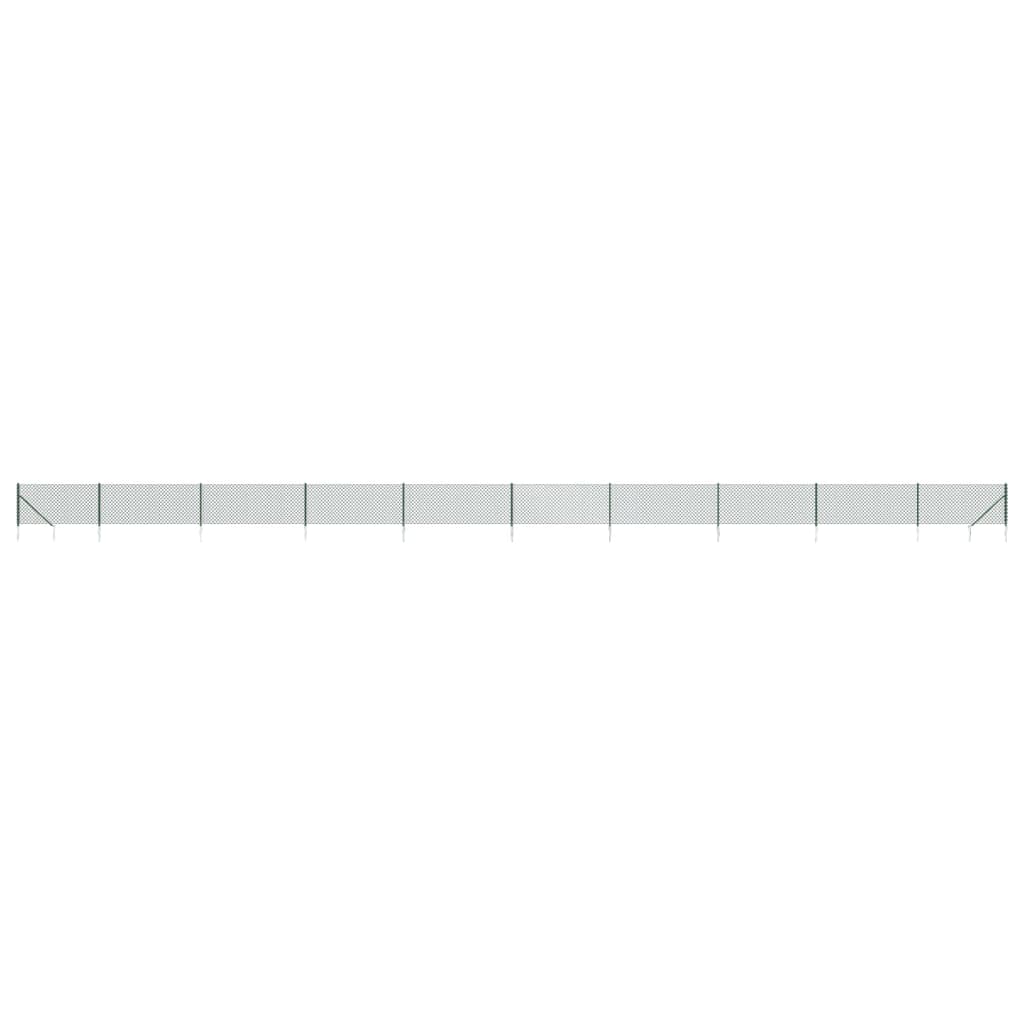 Chain Link Fence with Spike Anchors Green 1x25 m
