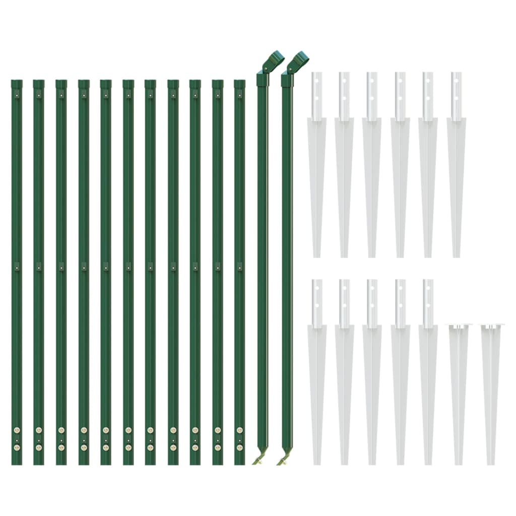 Chain Link Fence with Spike Anchors Green 1x25 m