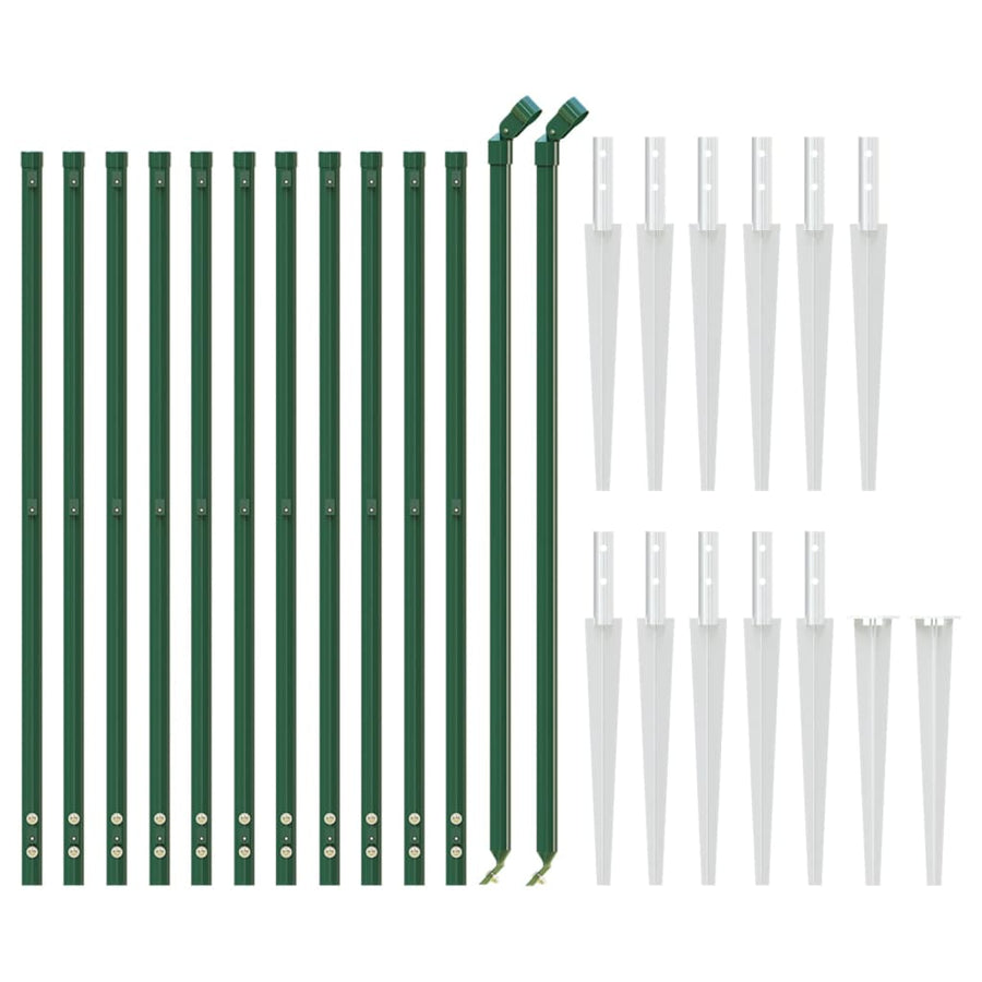 Chain Link Fence with Spike Anchors Green 1x25 m