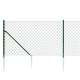 Chain Link Fence with Spike Anchors Green 1x25 m - Top-Down View