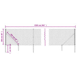 Chain Link Fence with Spike Anchors Green 1x25 m - 45-Degree Angle