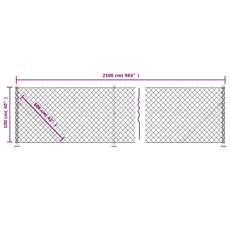 Chain Link Fence with Flange Green 1x25 m