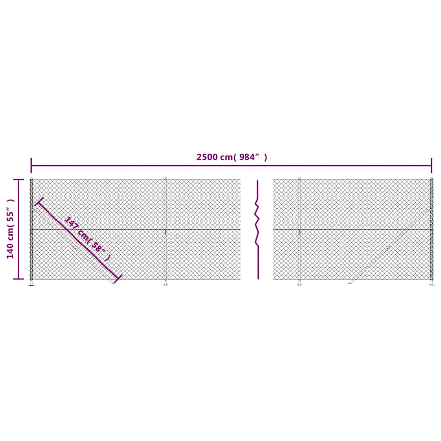 Chain Link Fence with Flange Green 1.4x25 m