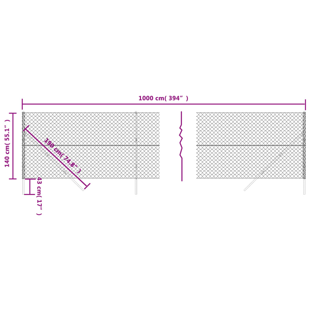 Chain Link Fence Anthracite 1.4x10 m