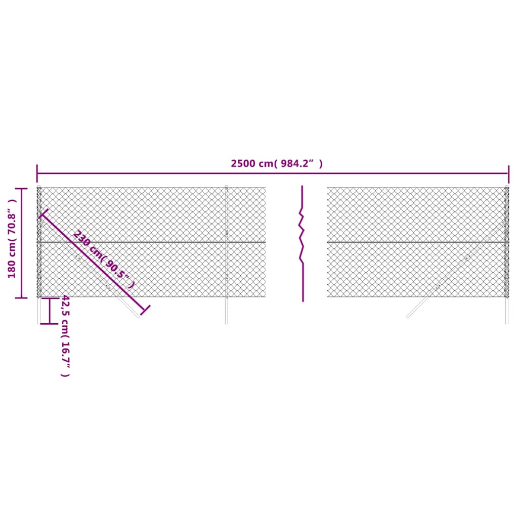 Chain Link Fence Anthracite 1.8x25 m