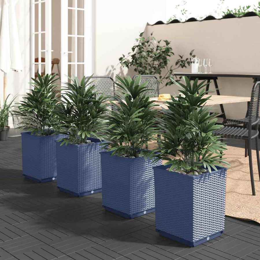 Planters 4 pcs Blue Grey 30x30x37 cm Polypropylene