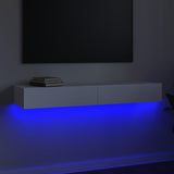 TV Cabinet with LED Lights White 120x35x15.5 cm - Side View