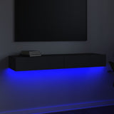 TV Cabinet with LED Lights Grey 120x35x15.5 cm - Side View
