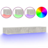 TV Cabinet with LED Lights Concrete Grey 120x35x15.5 cm - Front View