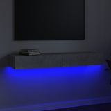 TV Cabinet with LED Lights Concrete Grey 120x35x15.5 cm - Side View