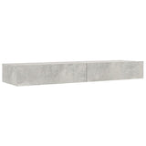 TV Cabinet with LED Lights Concrete Grey 120x35x15.5 cm - 45-Degree Angle