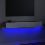TV Cabinet with LED Lights White and Sonoma Oak 120x35x15.5 cm - Side View