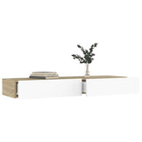 TV Cabinet with LED Lights White and Sonoma Oak 120x35x15.5 cm - Top-Down View