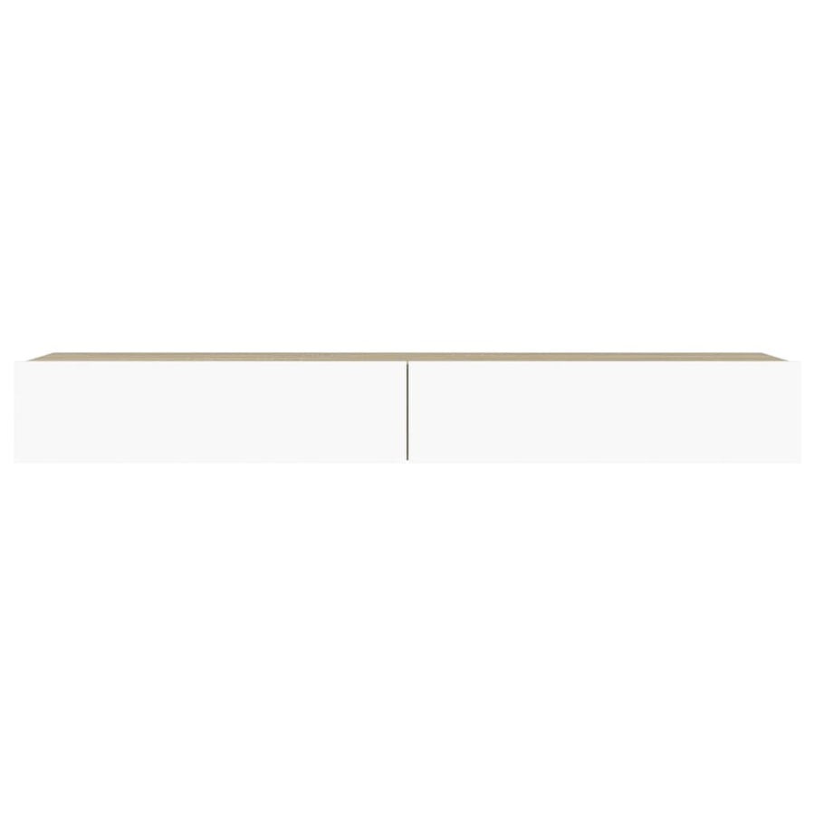 TV Cabinet with LED Lights White and Sonoma Oak 120x35x15.5 cm