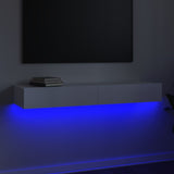 TV Cabinet with LED Lights High Gloss White 120x35x15.5 cm - Side View