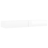 TV Cabinet with LED Lights High Gloss White 120x35x15.5 cm - 45-Degree Angle