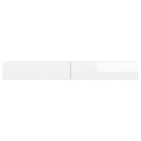 TV Cabinet with LED Lights High Gloss White 120x35x15.5 cm - Rear View