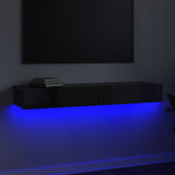 TV Cabinet with LED Lights High Gloss Black 120x35x15.5 cm