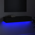 TV Cabinet with LED Lights Black 90x35x15.5 cm