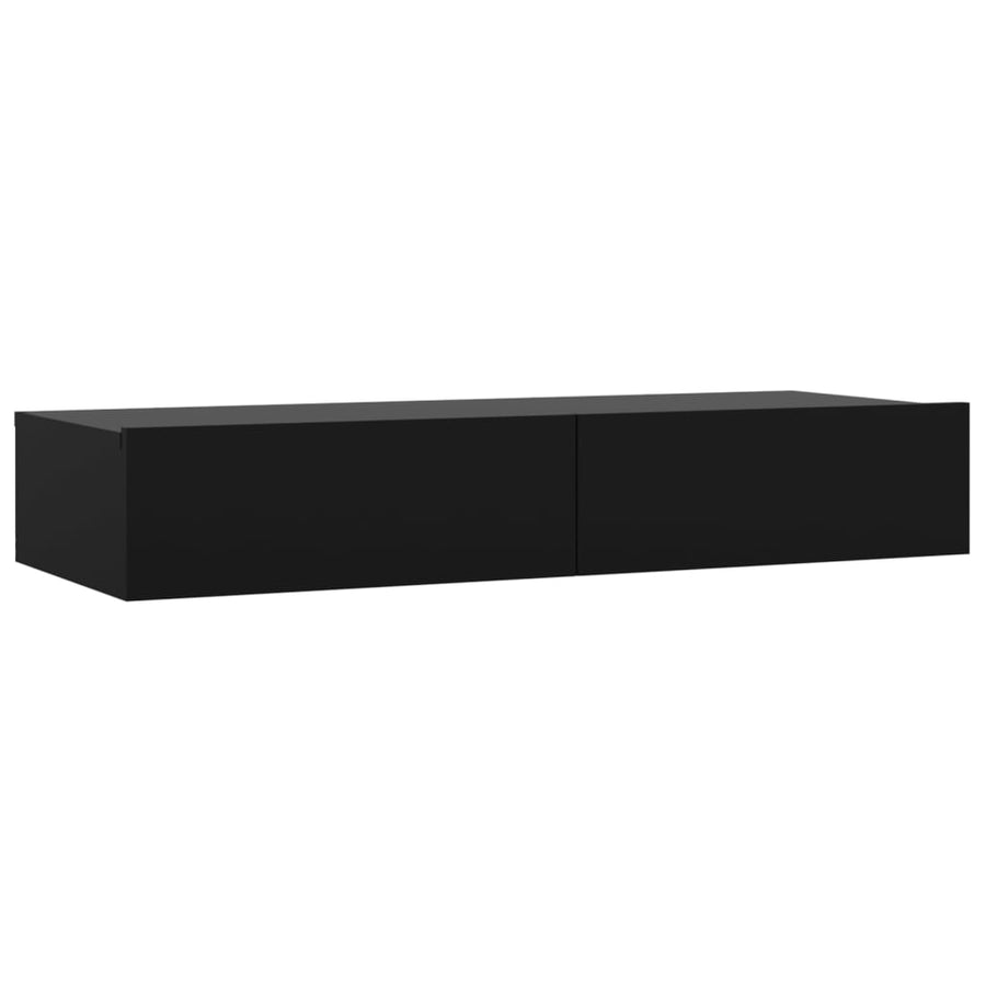 TV Cabinet with LED Lights Black 90x35x15.5 cm