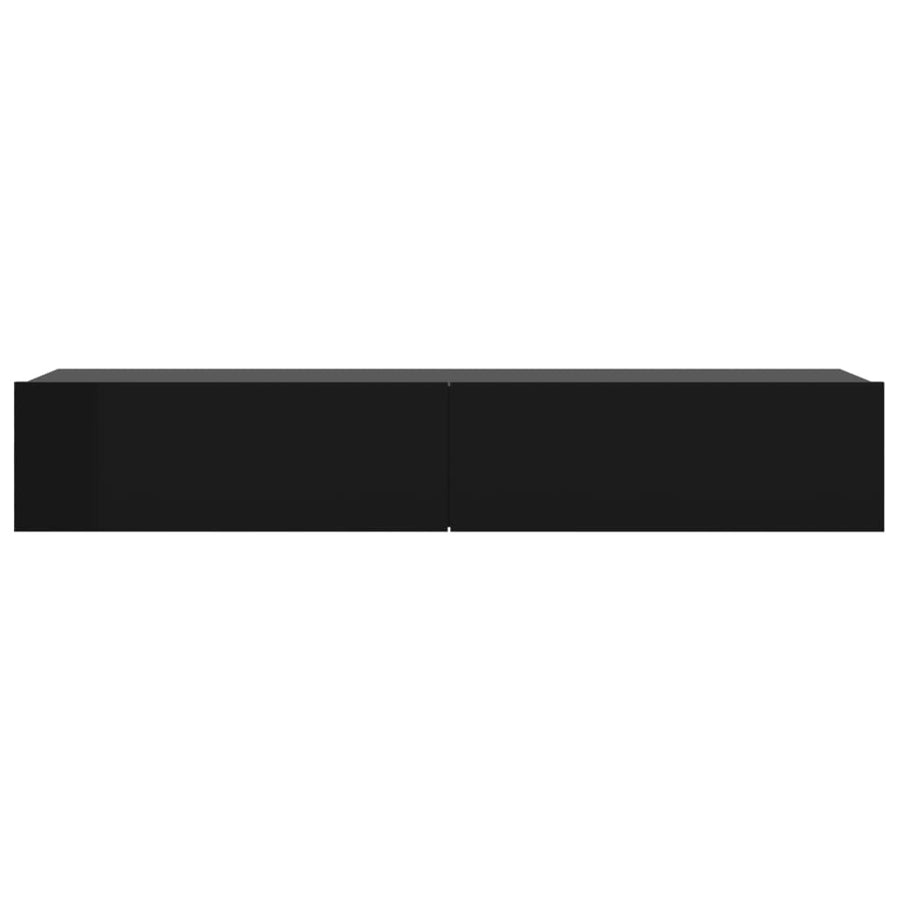TV Cabinet with LED Lights Black 90x35x15.5 cm